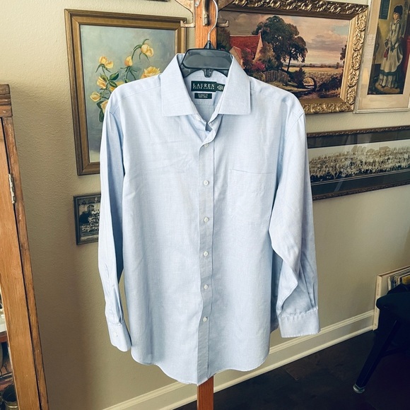 Lauren Ralph Lauren Classic Fit Non Iron men’s button shirt 16 32-33 light blue - Picture 2 of 8